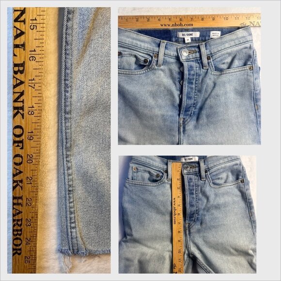 Re/Done Vintage Inspired High-Rise Button-Fly Light Wash Straight Jeans Size 24 - Picture 6 of 11